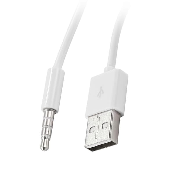3,5 mm stik Audio AUX til USB 2.0 stik adapter opladerkabel 1M hvid