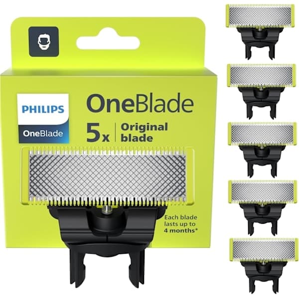 5-pack kompatibla blad för Philips OneBlade/OneBlade Pro - hållbara påfyllningspatroner för herrars ansikts- och kroppstrimmerrakhyvel 5-pack 5-pack 5pack