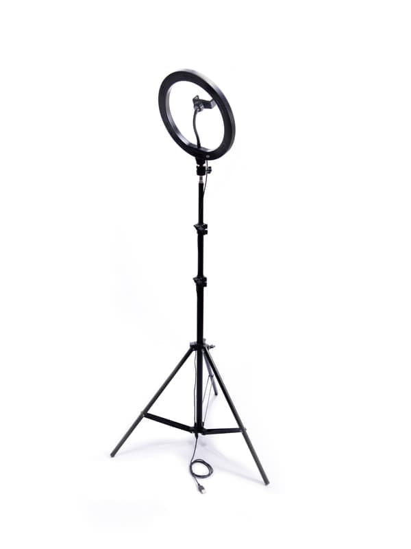 LED-rengasvalo 26 cm 60W USB jalustalla 220 cm ja puhelintelineellä
