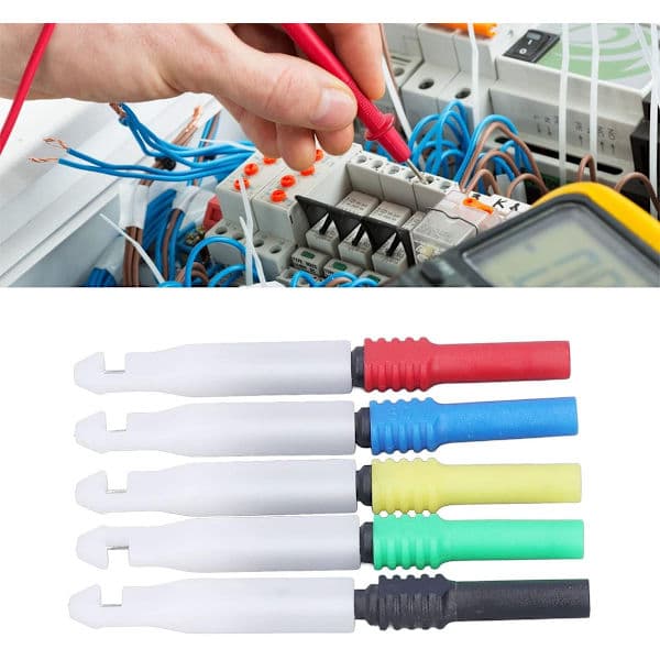 0,7 mm Mini Multimeter Testpenner, Multimeter Prober Ledningspiercingnåler, med deksel J.30009, 5 stk/sett