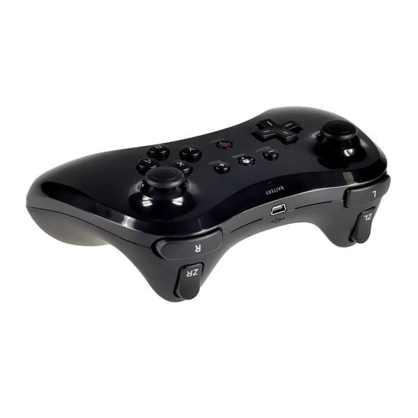 Wii U Controller, Genopladelig Bluetooth Dual Analog Controller Sort
