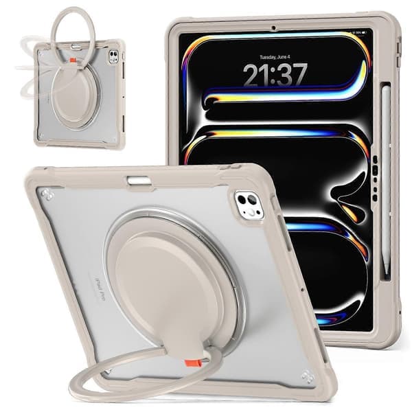 Etui til iPad Pro 13 (2024) Roterende Stand PC+TPU+Silikone Tablet Beskyttelse