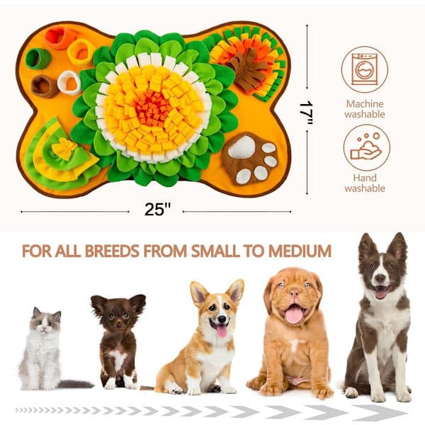 Snusemåtte til hunde, snusemåtte til små og mellemstore hunde, interaktiv snusemåtte og fodermåtte til hvalpe, én størrelse)