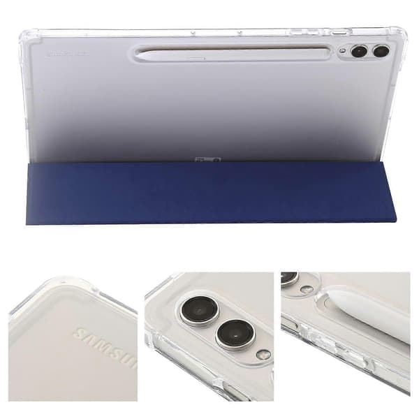 Etui til Samsung Galaxy Tab S10+ Tri-Fold Stand Læder+TPU+Akryl Klar Bagside Tablet Beskyttelse