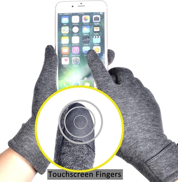 Dame vintervarme handsker med touchscreen, vindtætte, forede, tykke (grå) grå grey