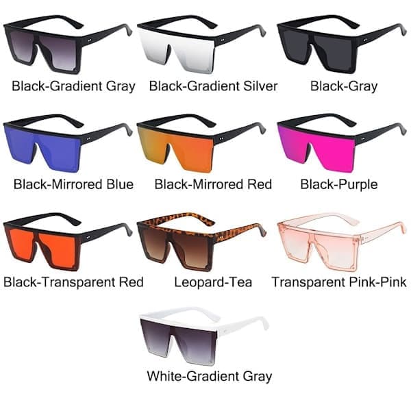 Nye trendy store UV400 solbriller til gadefotografering og kørsel, hvid-gradient grå Hvid-Gradient Grå Hvid-Gradient Grå White-Gradient Gray
