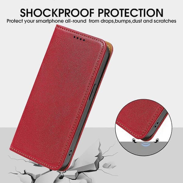 Plånboksfodral för Samsung Galaxy A17 5G - Magnetiskt läderfodral, skyddande telefonfodral, hållbart rött Red