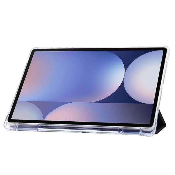 Etui til Samsung Galaxy Tab S10+ Tri-Fold Stand Læder+TPU+Akryl Klar Bagside Tablet Beskyttelse