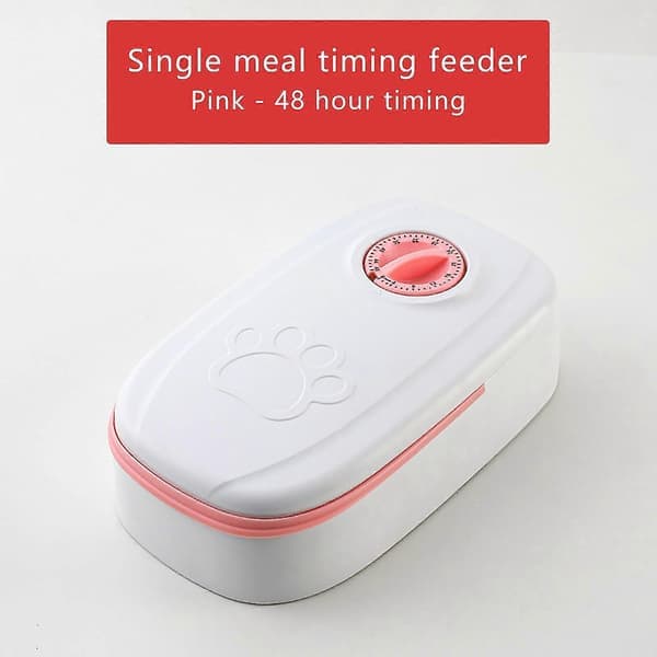 Automatisk kattefoderdispenser tidsforseglet foderautomat, kæledyrsfoderautomat med timer, fodertiming og kontrol, foderdispenser, 48-timers timing pink Pink Pink