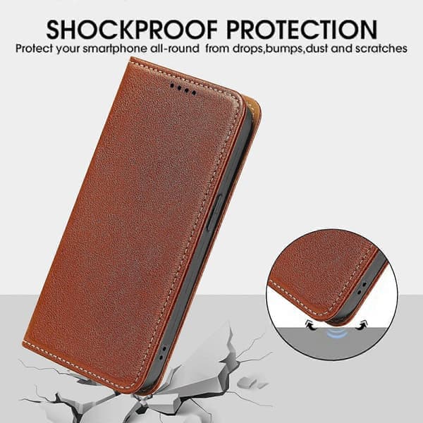 Plånboksfodral för Samsung Galaxy A17 5G - Magnetiskt läderfodral, skyddande telefonfodral, hållbart brunt Brown