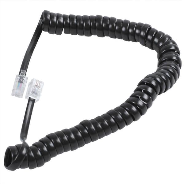9,3 tommer sort RJ9 telefonmodem spiralledning
