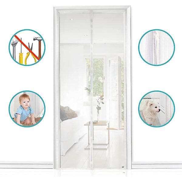 Magnetisk dörr för myggnät 120x210 cm Vit White