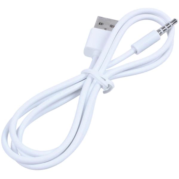 3,5 mm stik Audio AUX til USB 2.0 stik adapter opladerkabel 1M hvid