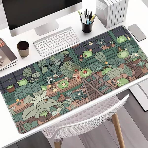 Skrivebordsmatte Gaming Musematte Grønn Frosk Skrivebordsmatte Søt Katt Musematte Stor Musematte 80x30 cm (Frosk)