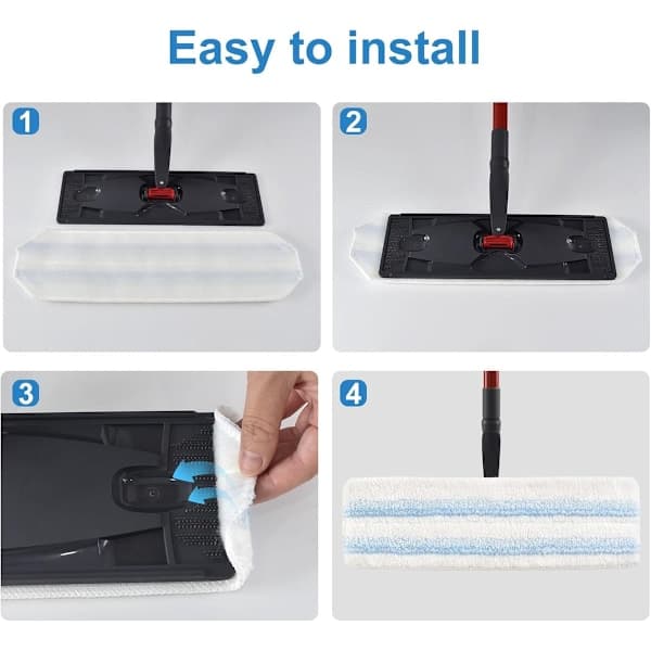4-pak erstatningsmoppepuder, egnet til O-Cedar/Vileda H2prO og O-Cedar H2prO moppehoveder, genanvendelige