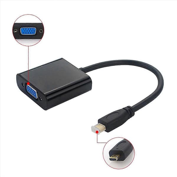 Micro-VGA-sovitinkaapeli USB-kaapelilla