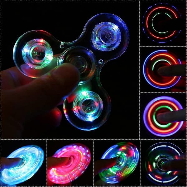 Fidget Spinners 5-pack, LED-upplysta transparenta fidgetleksaker, ADHD- och ångestleksaker, stressreducerande spinner för barn (5-pack)