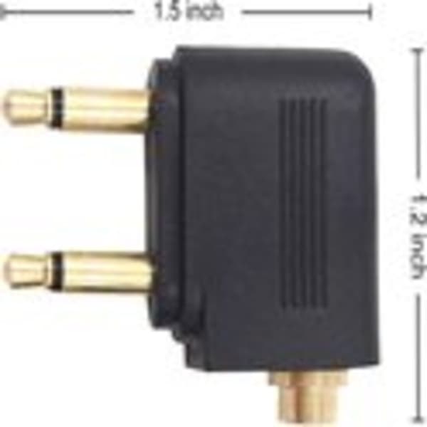 Flyhovedtelefonadapter, dobbelt 3,5 mm han til hun-stik, lydstik til flyforbindelser (3 stk., forgyldt).