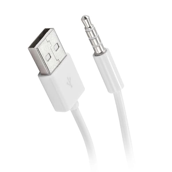 3,5 mm plugg lyd AUX til USB 2.0 plugg adapter ladekabel 1M hvit