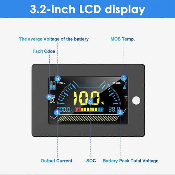 Til JIKONG BMS 3,2 tommer skærmdisplay med kabel 500 mm til JIKONG alle BMS