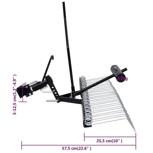 vidaXL Gräsmatta Gräsräfsa 109 cm Silver