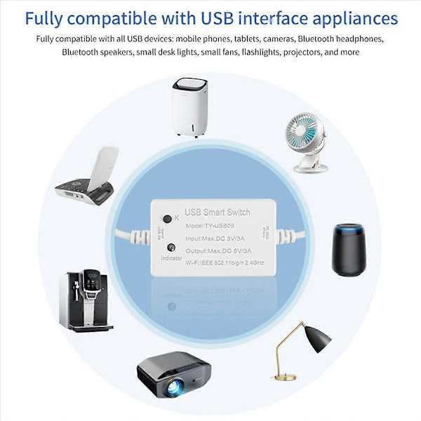 Tuya USB Switch WIFI Controller Timer til USB til hjemmet