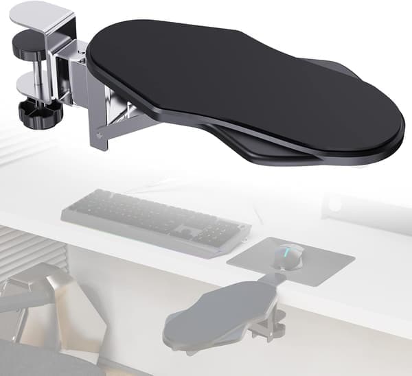 Kontorbord Computer Armlæn Computerbord Justerbart Armlæn Ergonomisk Armlæn Forlænger 90° Foldbart og 180° Roterende Musemåtteholder