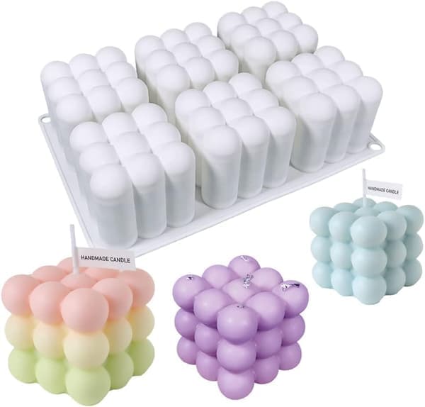Boblelysforme, 6-hullers Rubik's terning silikoneforme, DIY-forme til kreativ bagning af mousser.