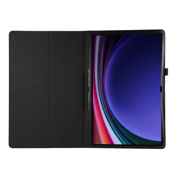 Etui til Samsung Galaxy Tab S10 Ultra Bi-Fold Stand Læder Tablet Cover Litchi Tekstur - Sort