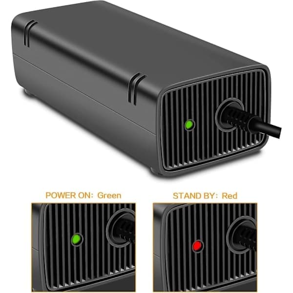 Højkvalitets erstatningsstrømforsyning til Xbox 360S/Slim (Passer kun til 360 S), AC-adapter strømkabel til Xbox 360 Slim med