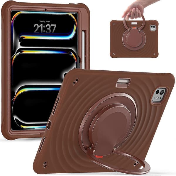 Etui til iPad Pro 11 (2024) Roterbart Håndtak Stativ PC+Silikon+TPU Nettbrettdeksel