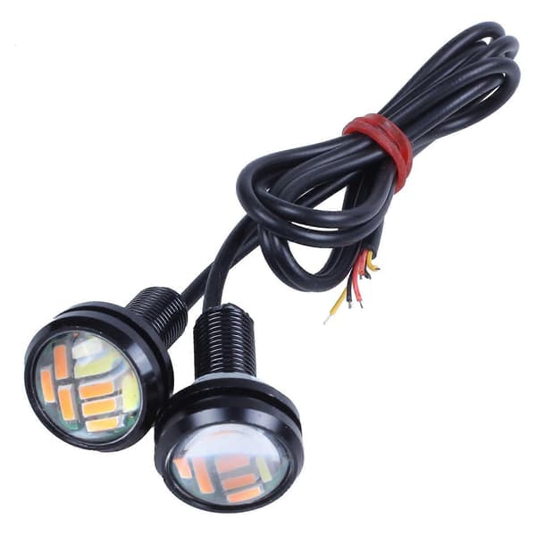 2 st 12V 23mm Dubbelfärg Switchback 4014 12 LED DRL Eagle Eye Varselljus