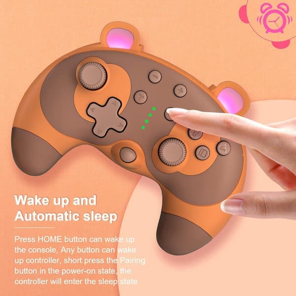 Switch Controller - Sød vaskebjørn dyre trådløs Switch Controller til Switch Lite/OLED/PC, Switch Pro Controller Fjernbetjening Gamepad Joystick med Turbo/