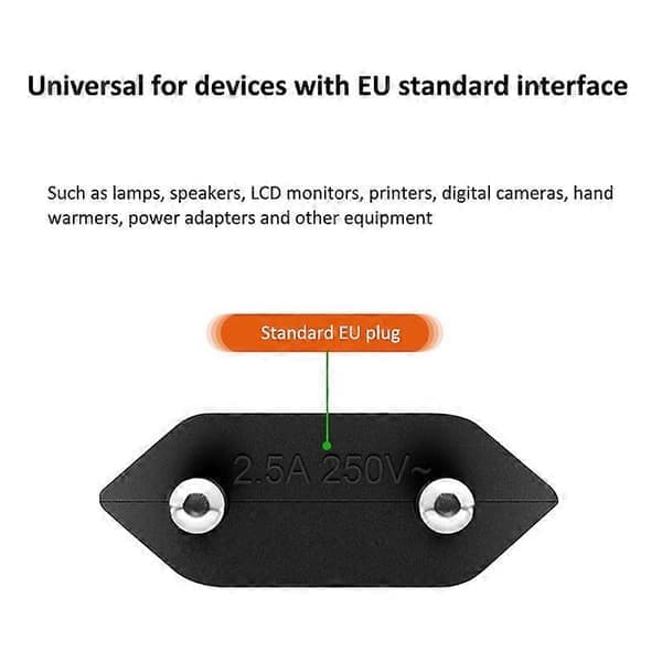 3m 2*0.75 SQMM EU-plugg strømadapter 2-pinners kobberstrømkabel (VDE-sertifisert)