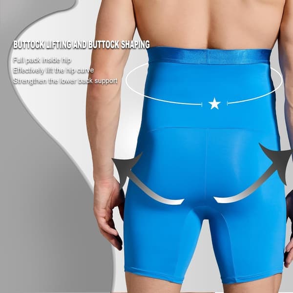 Herr Tummy Control Shorts Hög Midja Underkläder Bantande Shapewear Kroppsformare Ben Boxer Briefs Blå M Blue M