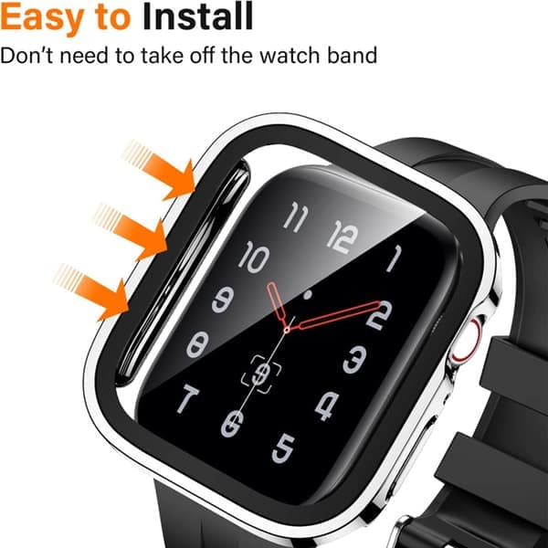 2 stk deksel + vanntett skjermbeskytter tilbehør kantstøtfanger for Apple Watch 8 7 (45 mm)