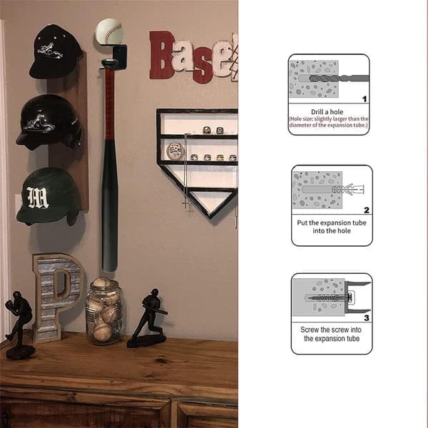 2-pak vægmonteret bat-holder – Akryl baseballbat-display, rustfri lodret vægmontering til bat