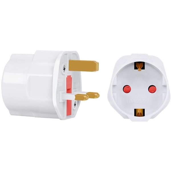 2x Reiseplugg England, Multifunksjonell reiseadapter, Reiseplugg England, Reiseadapter, Hvit, pluggadapter for England, Verdensadapter