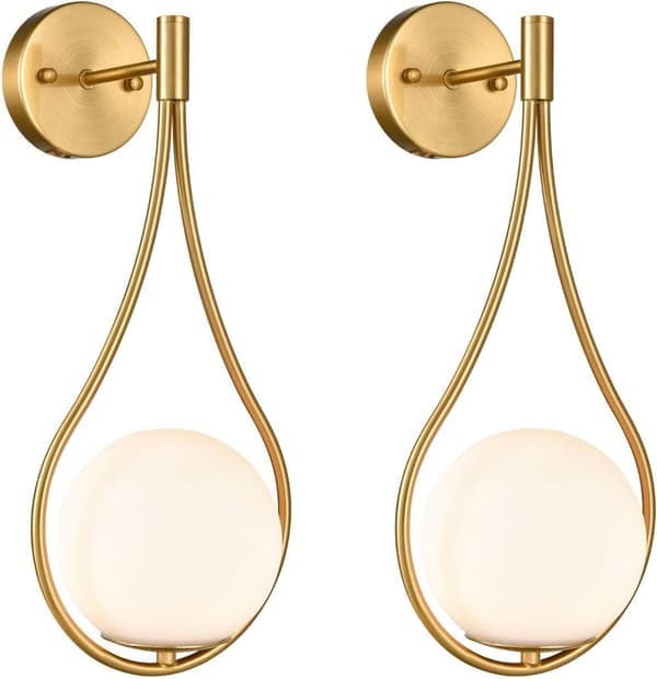 Mid-Century Vegglamper – Baderoms- og Sminkebelysning – Kuleformet Design – Messingsett (2-delt)