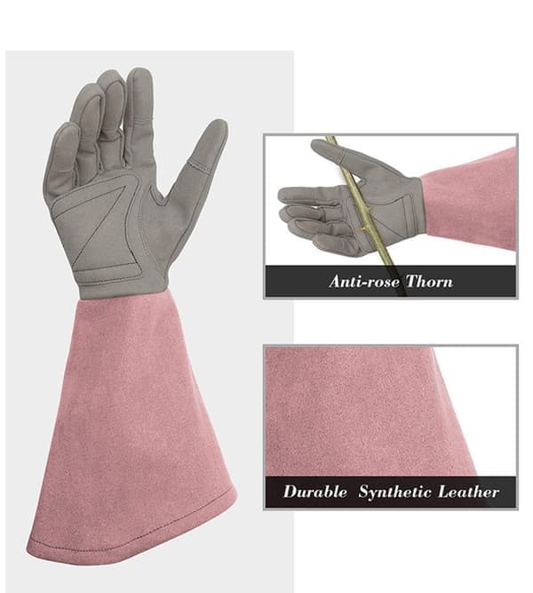 Havehandsker Kvinder Lange Ærmer Læder, Lange Arbejdshandsker Pink M Pink M
