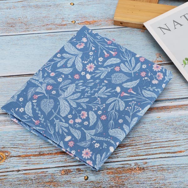 Växtblomma Bomuldsdug Blomstret Patch Work DIY Håndlavede Materialer Syartikler400304- Flora-Blå