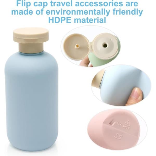 3-delat set - Reseflaskor - För hygienartiklar - 200 ml - Påfyllningsbara reseflaskor - För resor