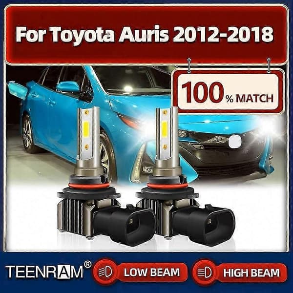 2 stk HIR2 LED frontlyspærer 9012 6000K hvit Canbus feilfri for Auris 2012-2018