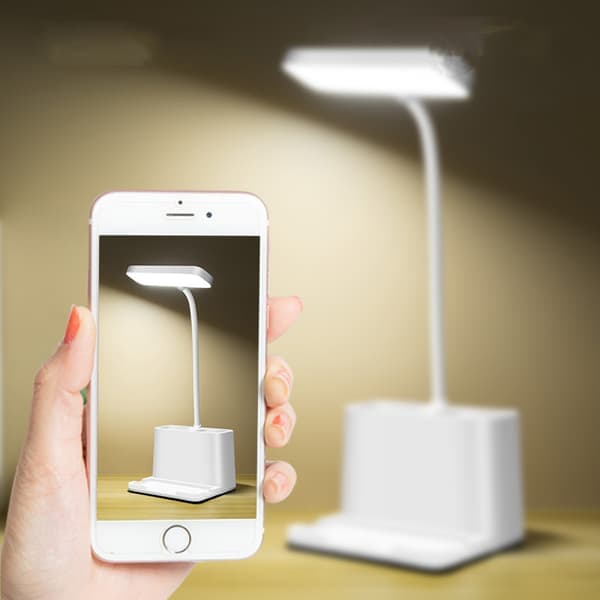 Liten LED skrivebordslampe, skrivebordslamper for hjemmekontor, hvit pult