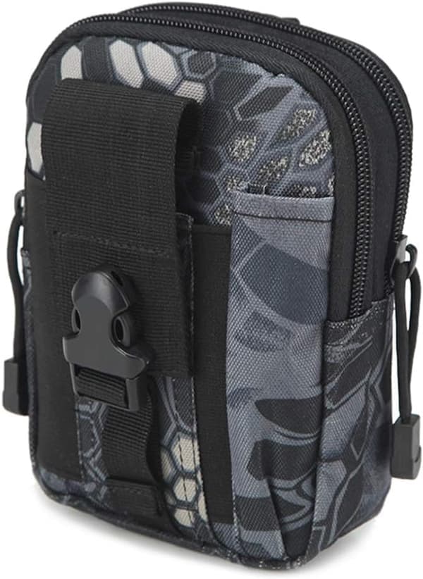 Kompakt værktøjsbæltetaske, militær army taske EDC taske hoftetaske, til sport vandring camping sort python black python