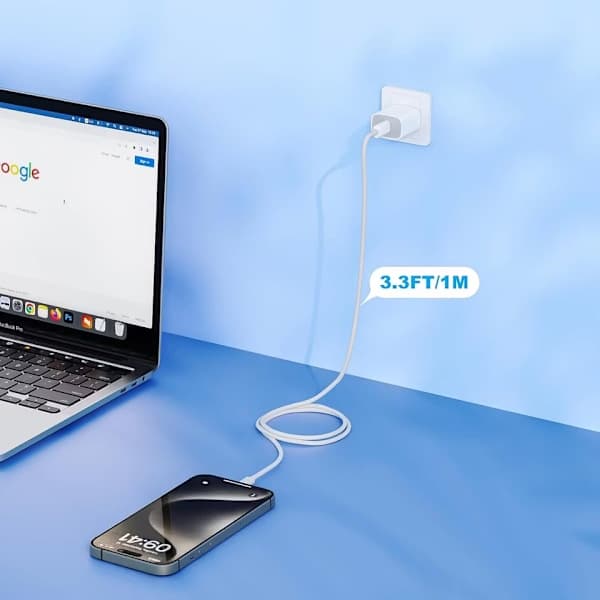 USB-C Kabel 1m – Hurtig Opladning til iPhone 15/16 & Android
