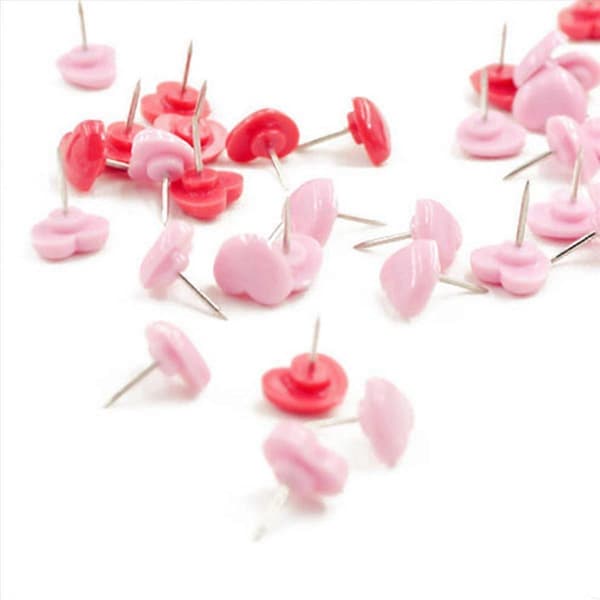 50 st plastkorkskiva säkerhetsfärgade häftstift rosa