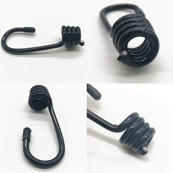 15 stk. plastbelagte elastiksnor kroge spiral snorender til elastiske snorebånd (ingen elastiksnor)