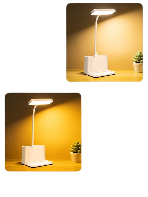 Liten LED skrivebordslampe, skrivebordslamper for hjemmekontor, hvit pult