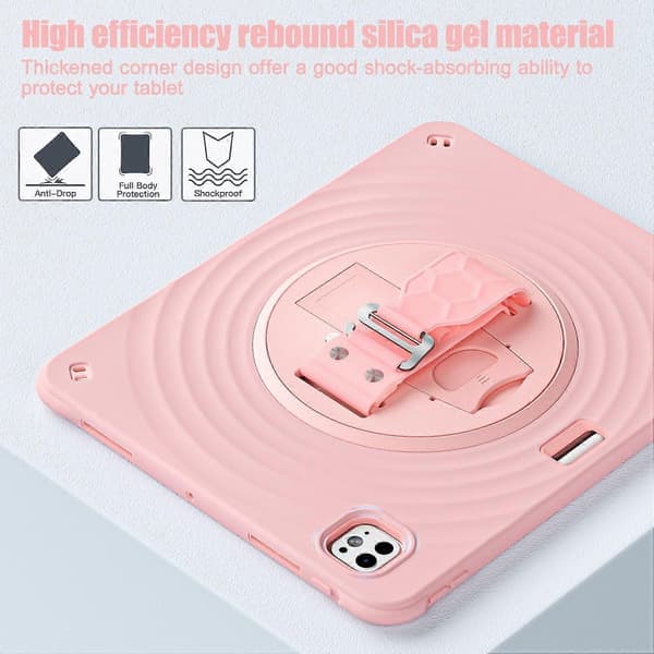 Etui med stativ til iPad Pro 13 (2024) TPU+PC+Silikone Tabletbeskyttelse - Pink